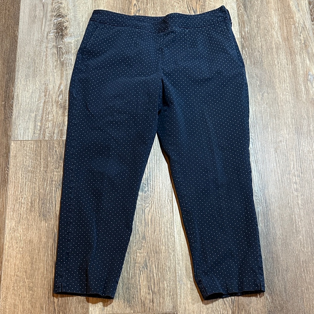 L.L. Bean Women's Navy Polka Dot Cropped Pants classic fit